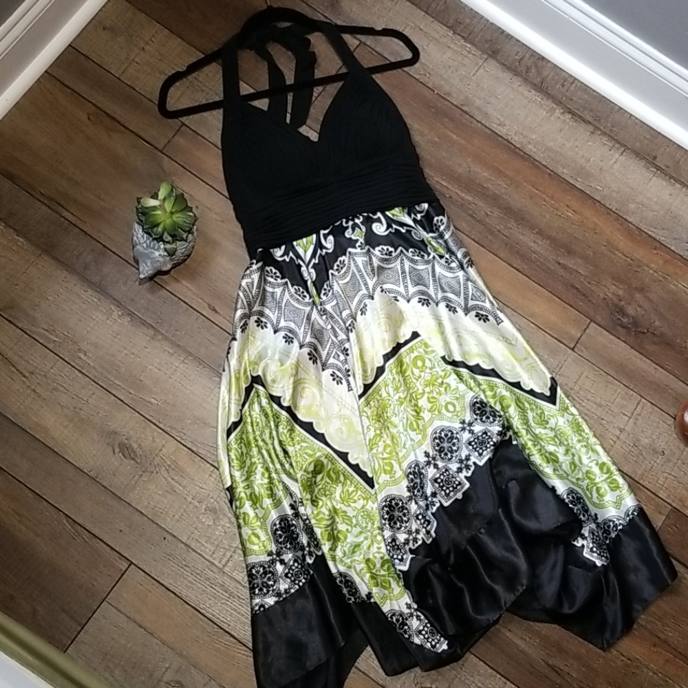 Cato size 8 halter midi handkerchief ruched dress party night out